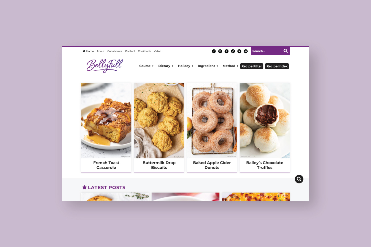block-based homepage design for top american food blog