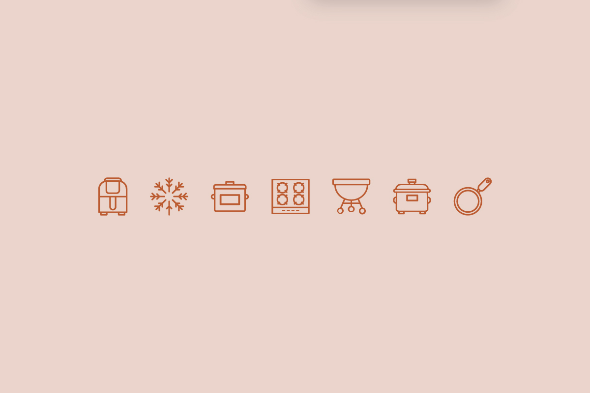 various cooking method-based icons